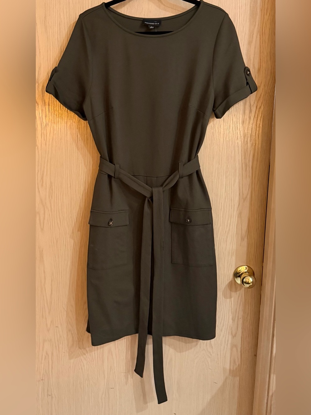 NWT Fortune + Ivy Adene Shirt Dress Olive Utility Belted Large Stitch Fix